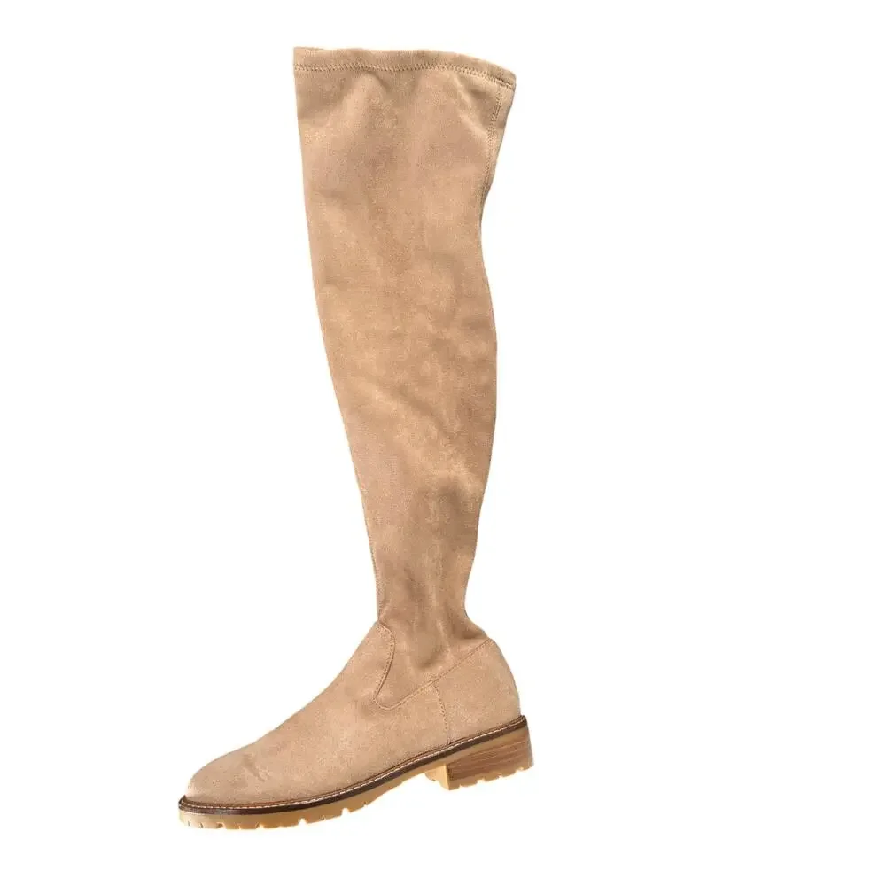 Steve Madden Women's Taupe Lizbeth Fashion Over The Knee Zipper Boot Size 7M